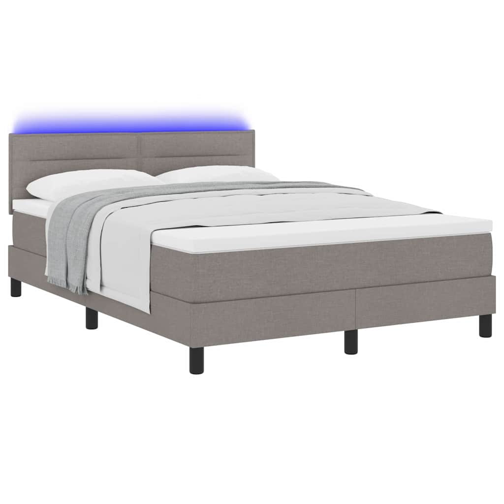 Postel s boxspringem s matrací s LED Taupe 140 x 190 cm textil - obrázek 3