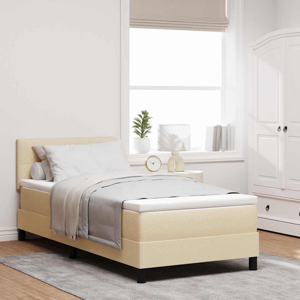 Box Spring Voodi Mattressiga & LED Kreem 90x200 cm Kangas