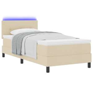 Postel s boxspringem s matrací s LED Krémová 90 x 200 cm textil - obrázek 3