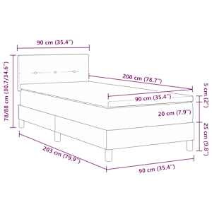 Postel s boxspringem s matrací s LED Krémová 90 x 200 cm textil - obrázek 14