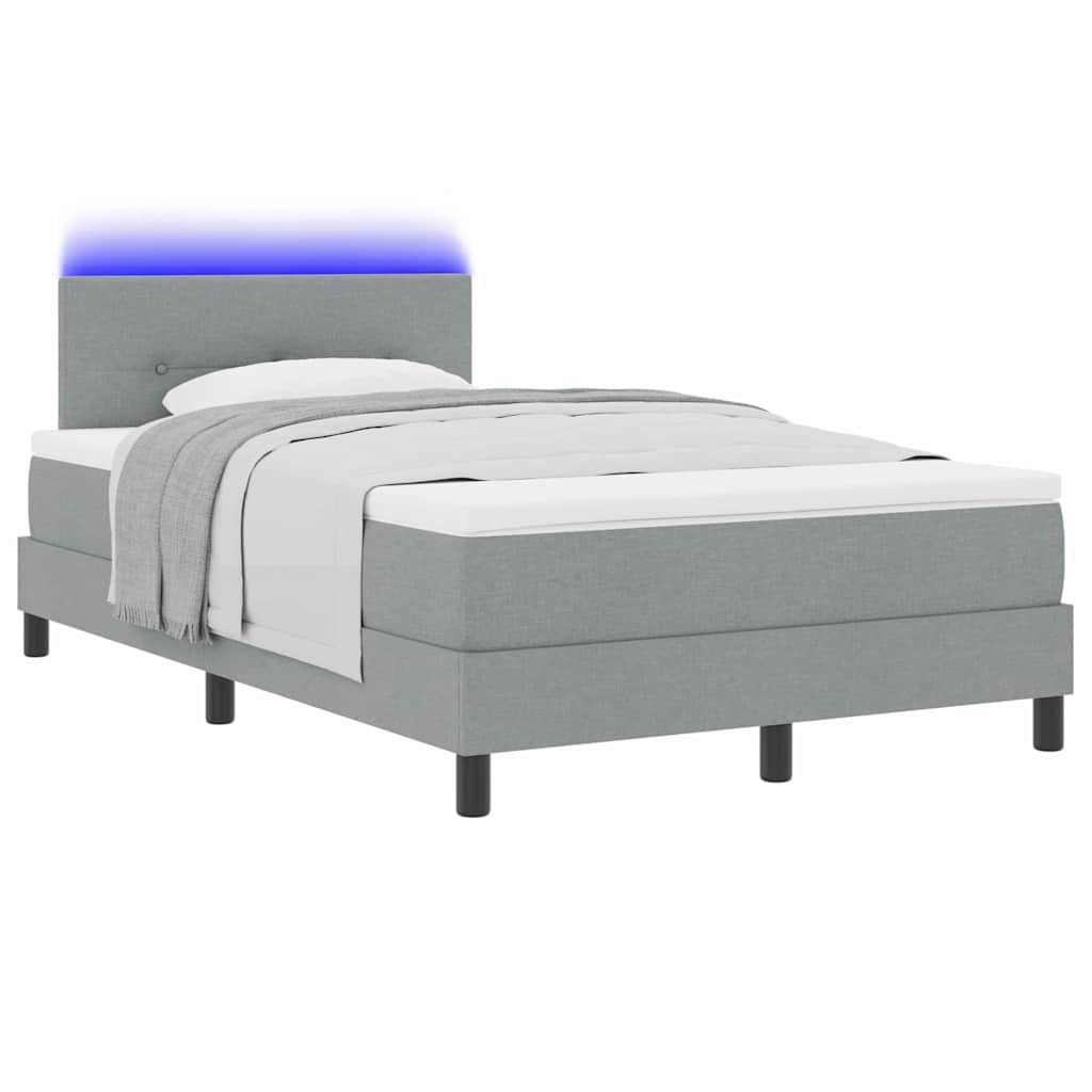 Thumbnail - vidaXL LED Boxspringbett mit Matratze Hellgrau 120x190 cm Stoff