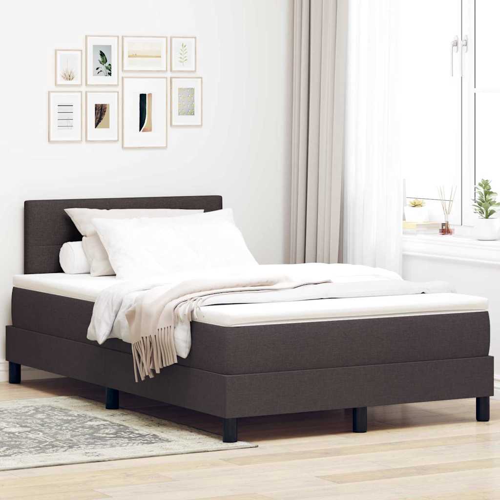 Box Spring voodi koos madratsi ja LED tumepruuni kangaga 120x190 cm