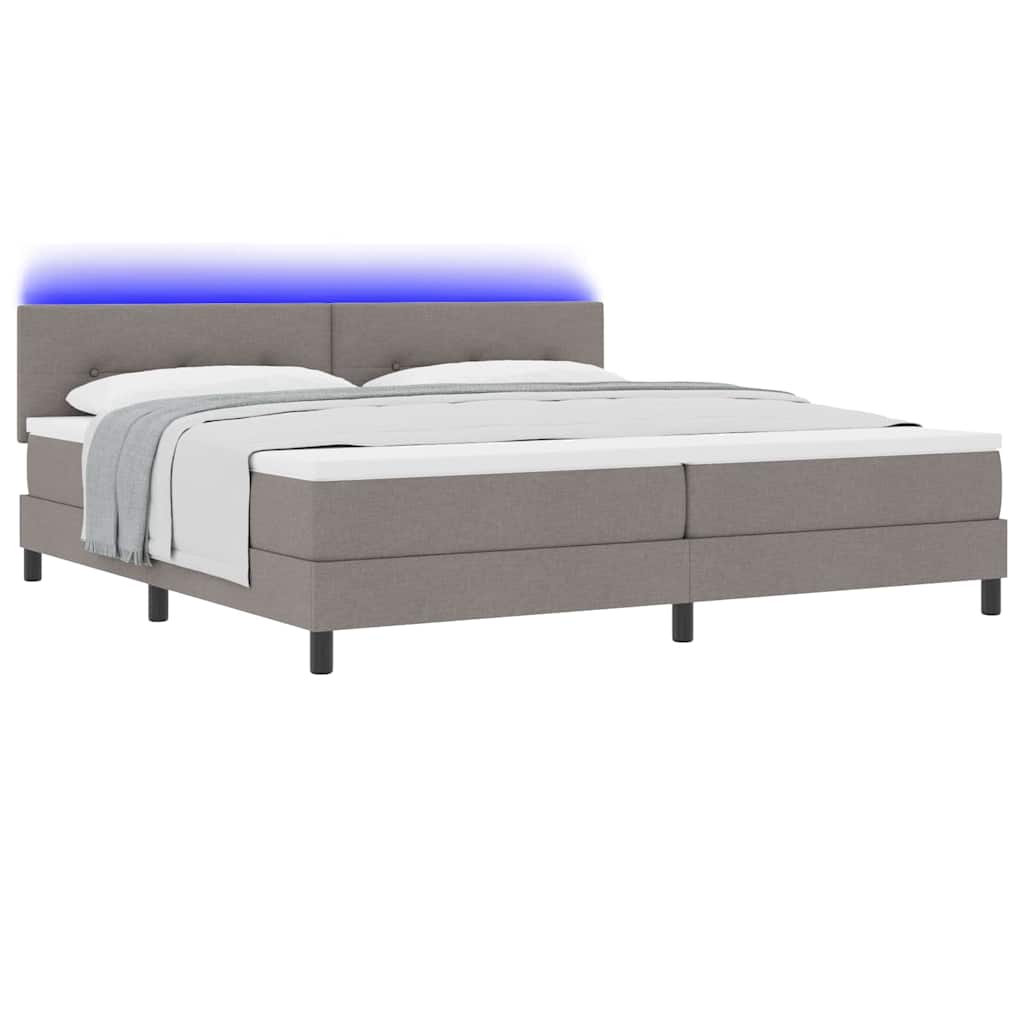 Postel s boxspringem s matrací s LED Taupe 200 x 200 cm textil - obrázek 3