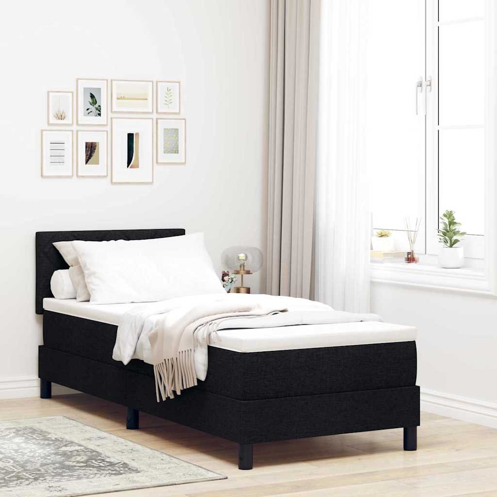 Box Spring Seng med Madras & LED Sort 80x200 cm Stof