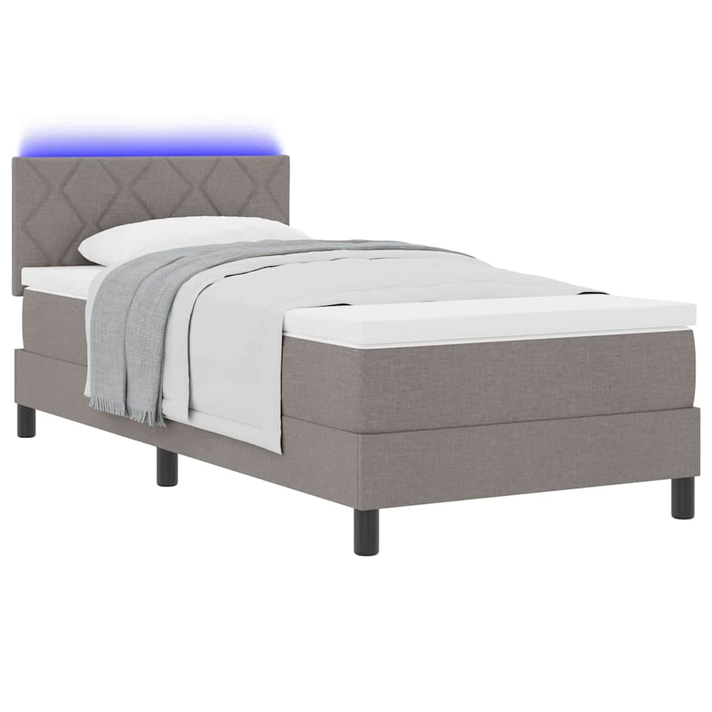 Thumbnail - vidaXL Boxspringbett mit Matratze mit Kopfteil Taupe 90 x 190 cm Stoff