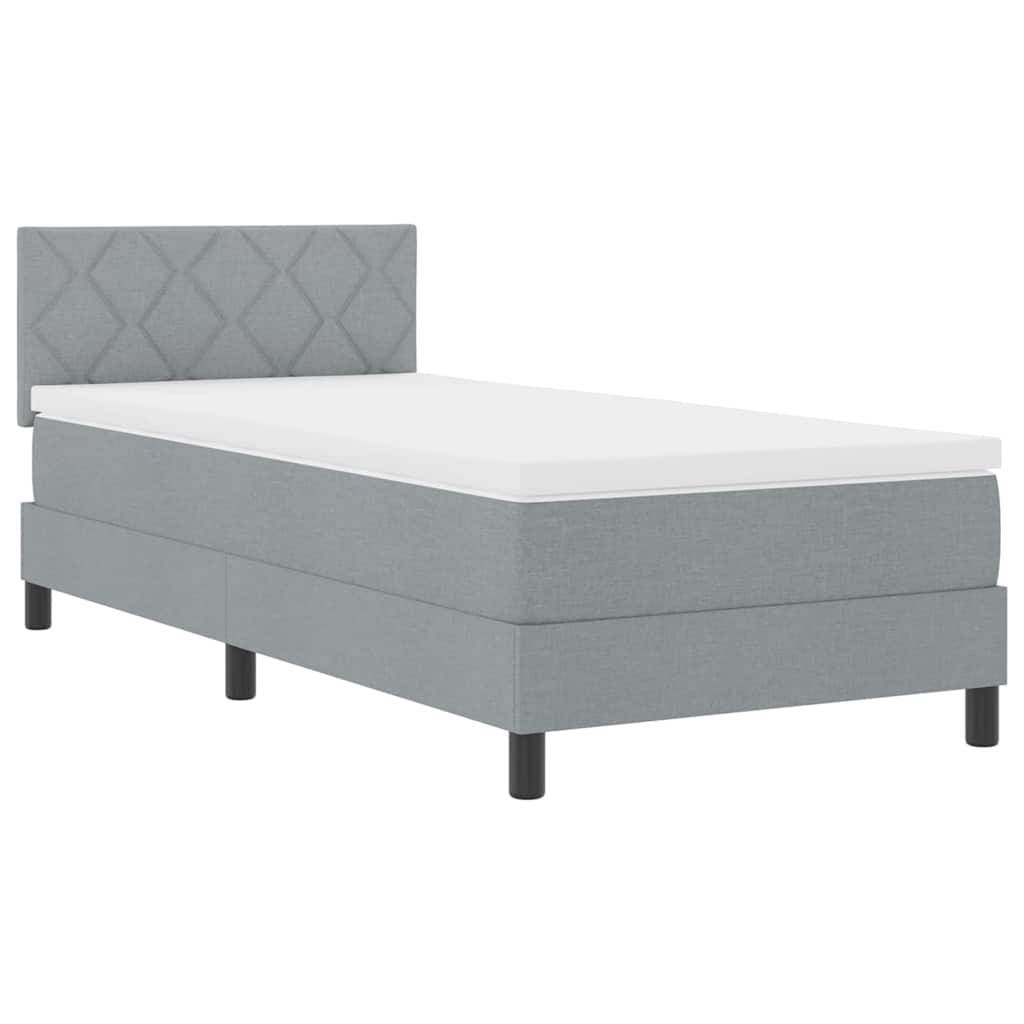 Thumbnail - vidaXL LED Boxspringbett mit Matratze Hellgrau 90x200 cm Stoff