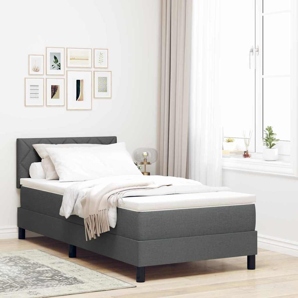 Box Spring voodi koos madratsiga & LED tumehall 100x200 cm kangas