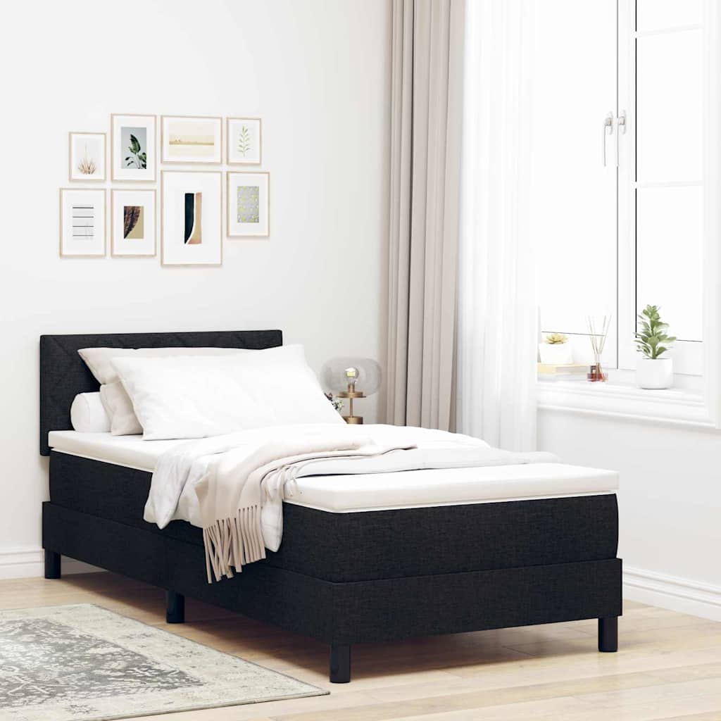 Box Spring voodi madratsiga & LED must 100x200 cm kangas
