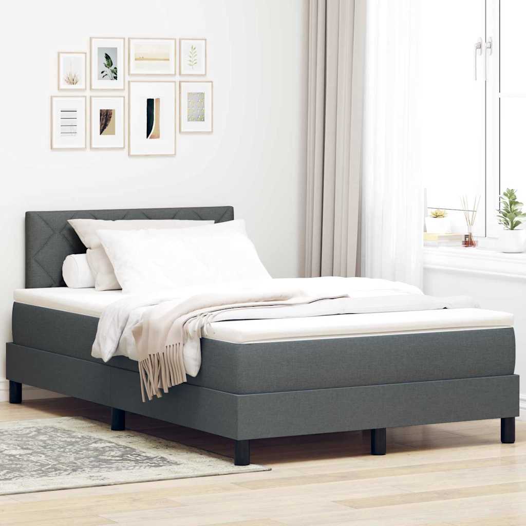 LED Boxspringbett mit Matratze Dunkelgrau 120x190 cm Stoff