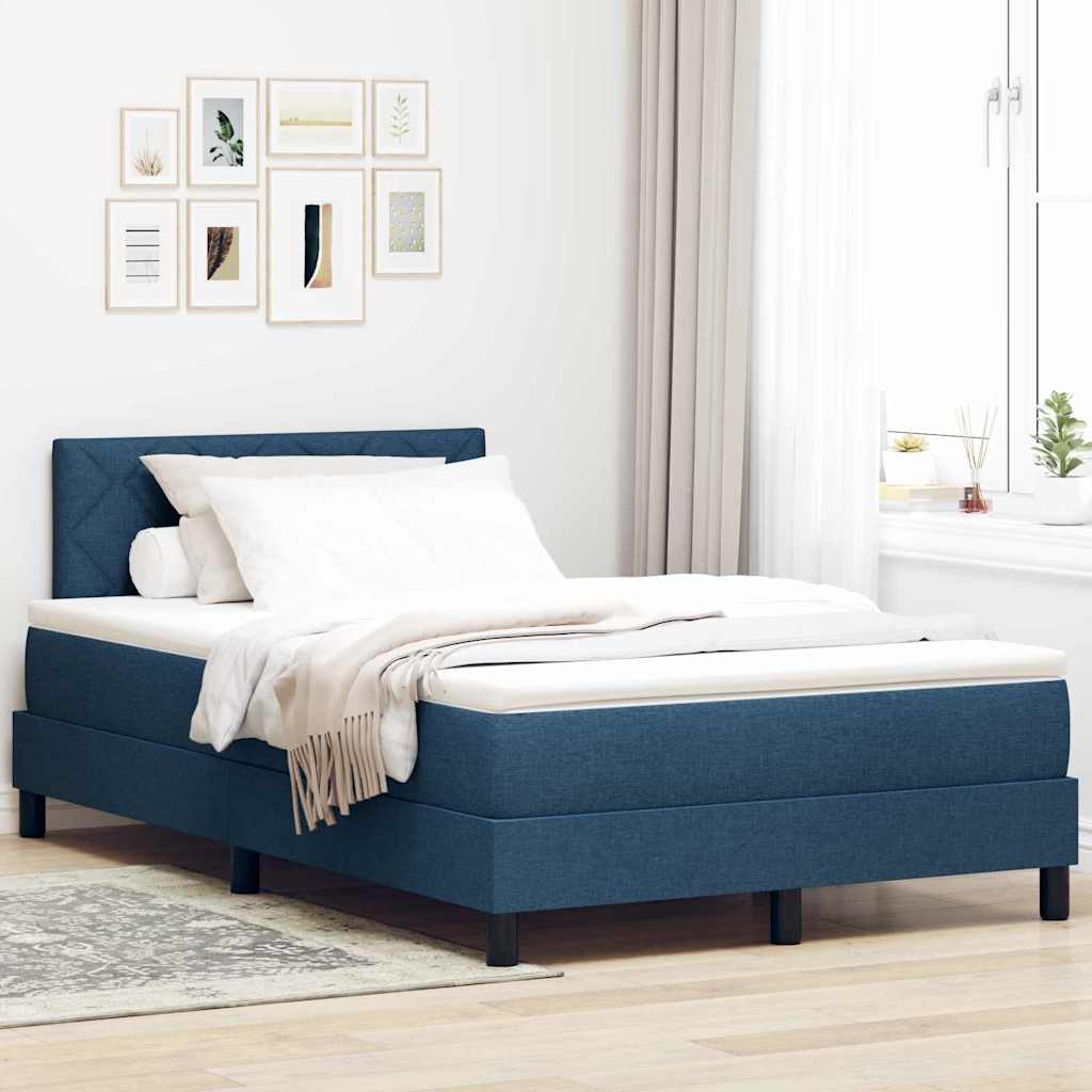 box spring voodi madratsiga & LED sinine 120x200 cm kangas