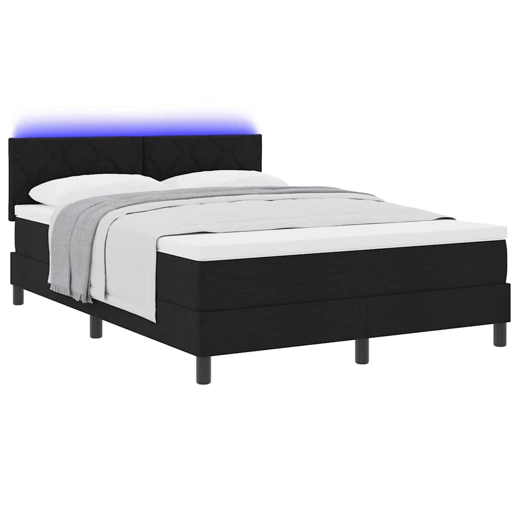 Thumbnail - vidaXL Boxspringbett mit Matratze mit LED Schwarz 160 x 200 cm Stoff