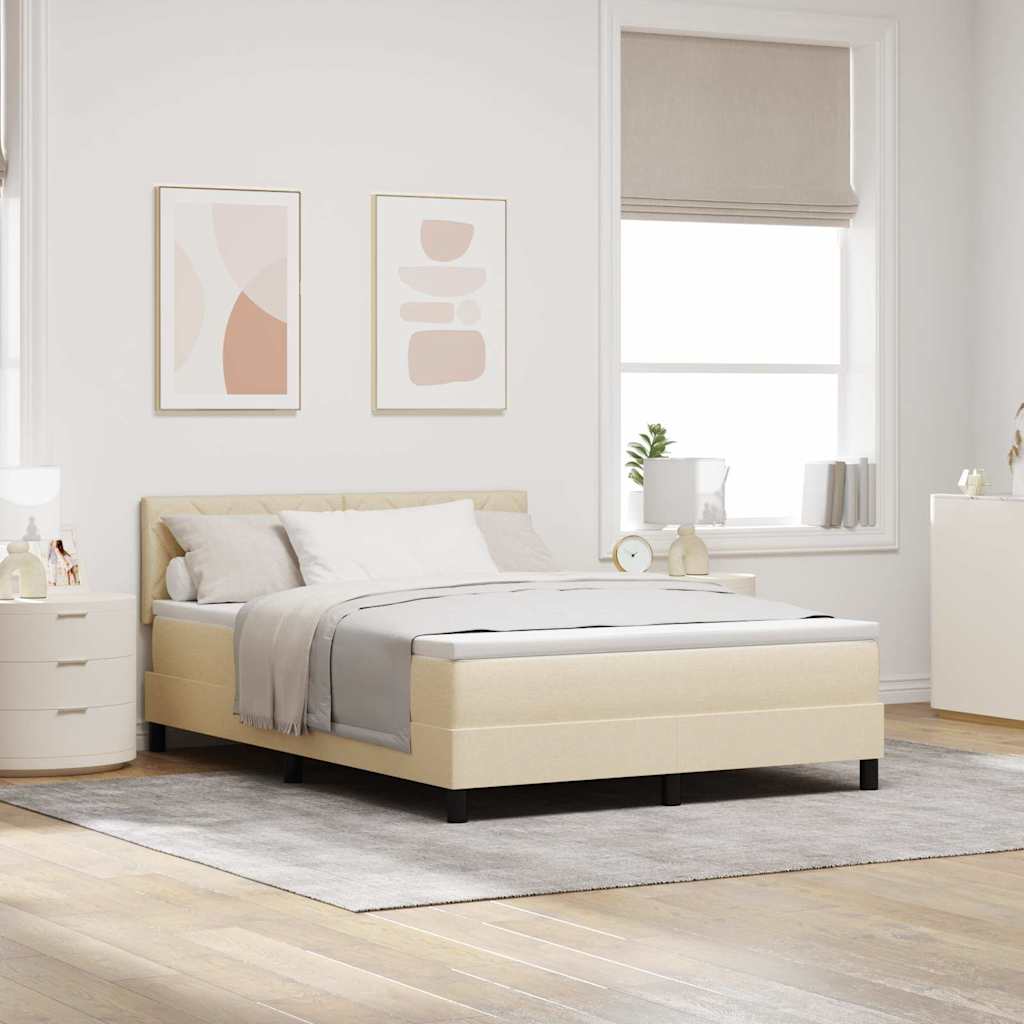 Box Spring Voodi koos Madratsiga ja LED Kreem 160x200 cm Kangas