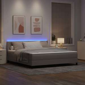Postel s boxspringem s matrací s LED Taupe 180 x 200 cm textil - obrázek 5
