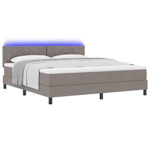 Postel s boxspringem s matrací s LED Taupe 180 x 200 cm textil - obrázek 3