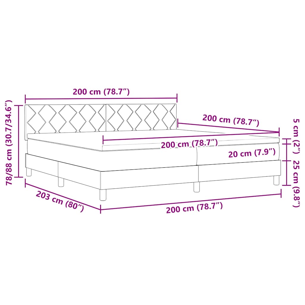 Postel s boxspringem s matrací Tmavě hnědá 200 x 200 cm textil - obrázek 14