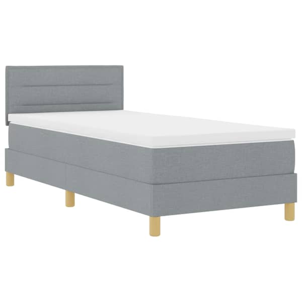 vidaXL LED Box Spring Voodi LED-ribadega Helehall 80 x 200 cm kangas