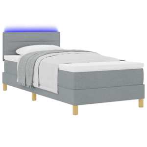 LED box pružinová postel s čelo Světle šedá 80 x 200 cm textil - obrázek 3
