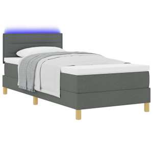 LED box pružinová postel s čelo Tmavě šedá 80 x 200 cm textil - obrázek 3