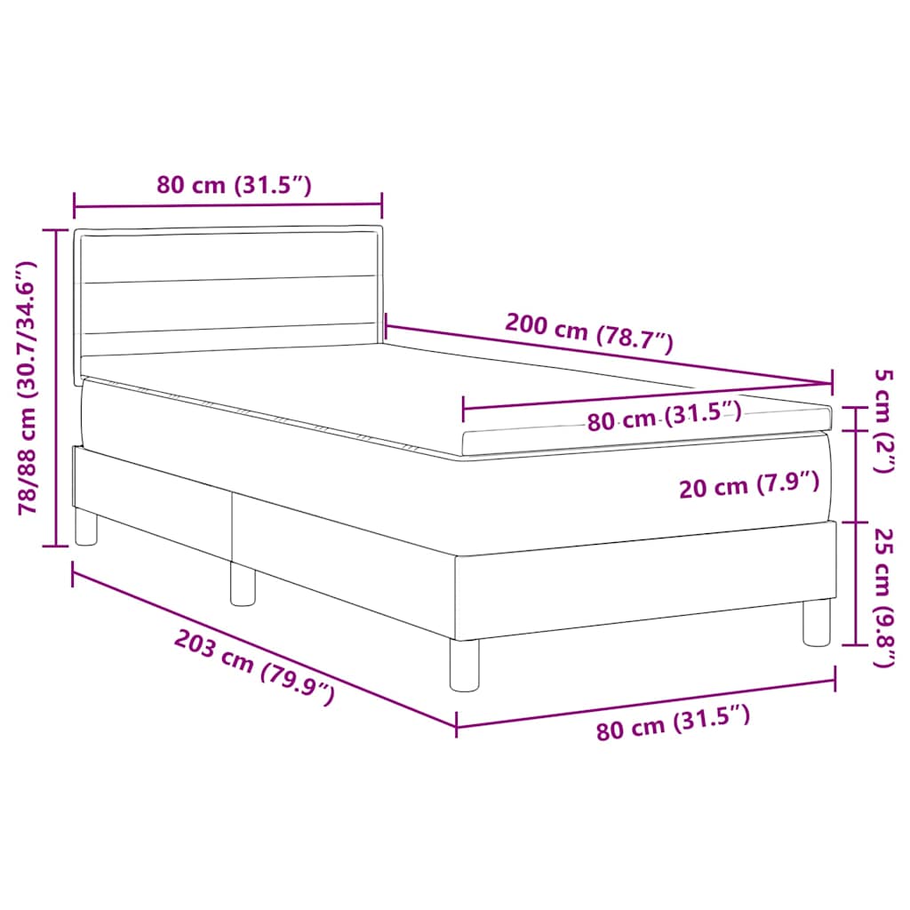 LED box pružinová postel s čelo Tmavě šedá 80 x 200 cm textil - obrázek 14