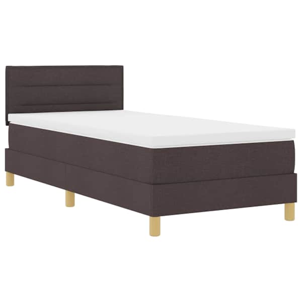 vidaXL LED Box Spring Voodi LED-ribadega Tume pruun 80 x 200 cm kangas
