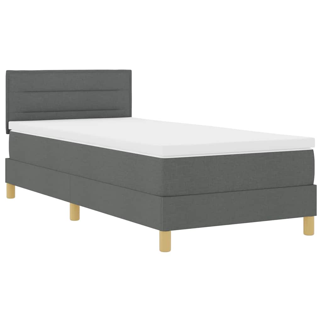 vidaXL Boxrugós ágy matracmal Sötétszürke 100 x 200 cm szövet