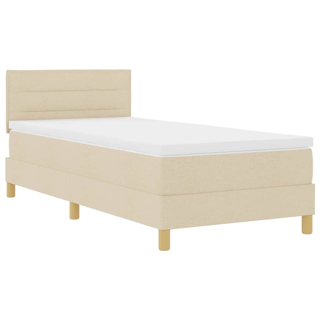 vidaXL Boxrugós ágy matracmal fejtámlával Krém 100 x 200 cm szövet