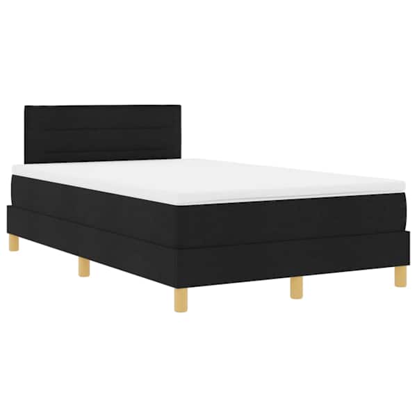 vidaXL LED Box Spring Voodi LED-ribadega Must 120 x 200 cm kangas
