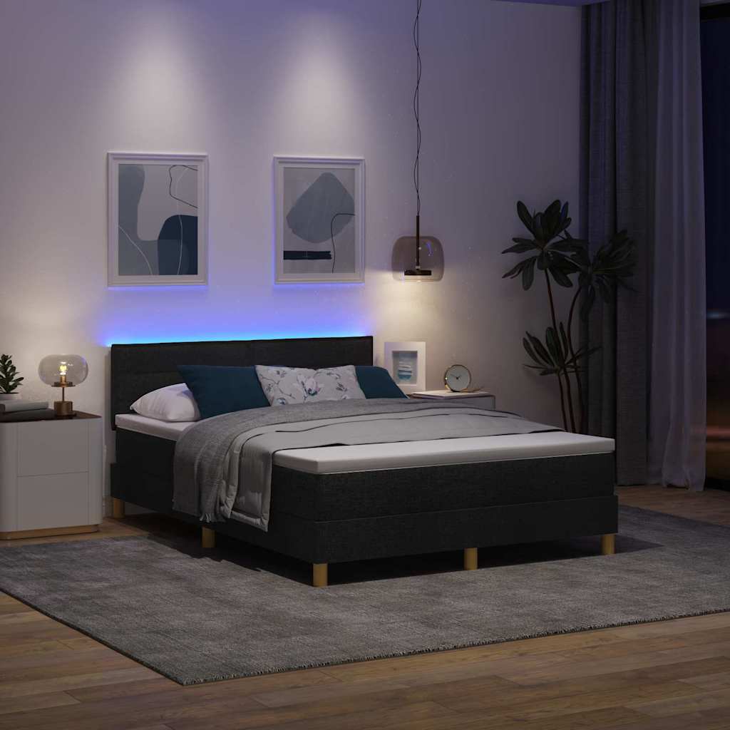 LED box pružinová postel s matrací Černá 140 x 190 cm textil - obrázek 5