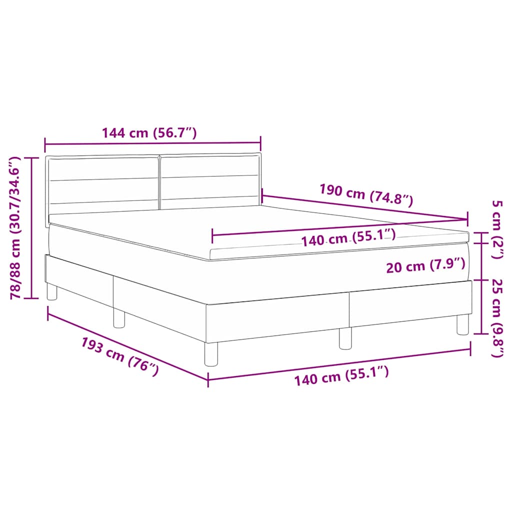 LED box pružinová postel s matrací Černá 140 x 190 cm textil - obrázek 14