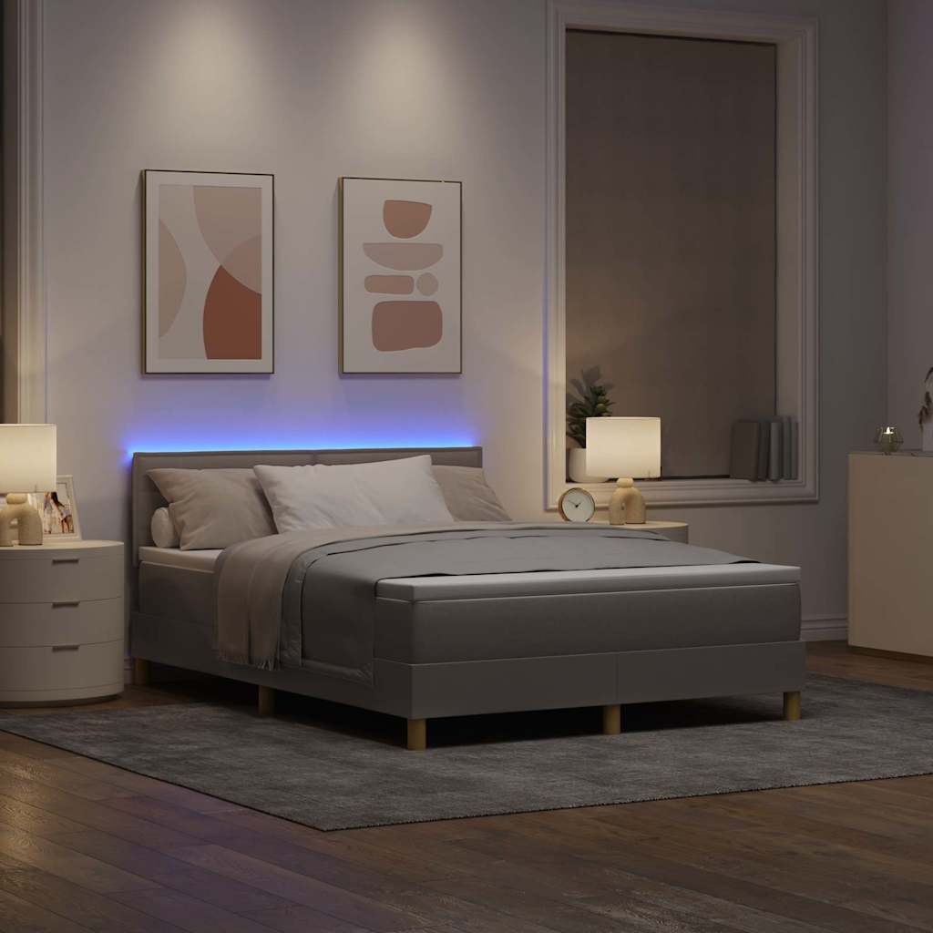 LED box pružinová postel s LED pásky Taupe 140 x 190 cm textil 3342363