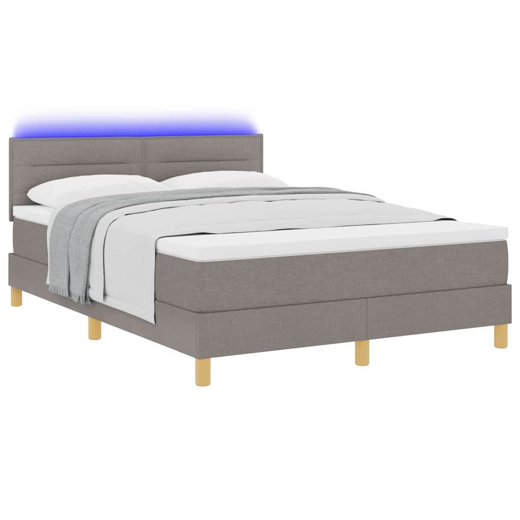 Thumbnail - vidaXL LED Boxspringbett mit Matratze mit LED Taupe 140 x 190 cm Stoff