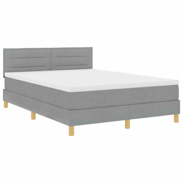 vidaXL LED Box Spring Voodi LED-ribadega Helehall 140 x 200 cm kangas