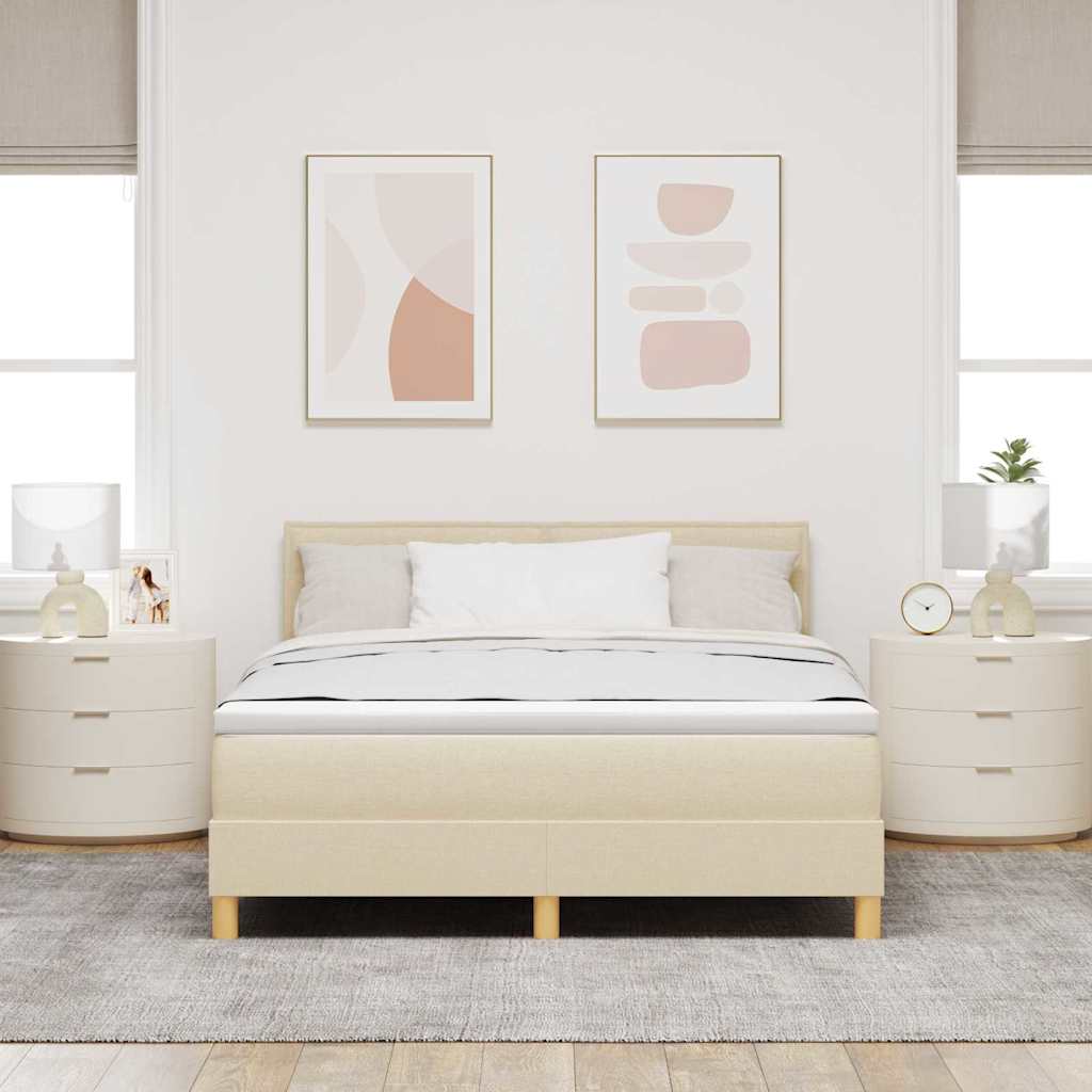 LED box pružinová postel s matrací Krémová 140 x 200 cm textil - obrázek 4
