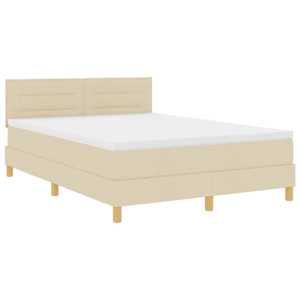 vidaXL LED Box Spring Voodi LED-ribadega cream 140 x 200 cm kangas