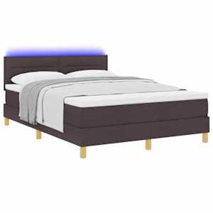 LED box pružinová postel s čelo Tmavě hnědá 160 x 200 cm textil - obrázek 3