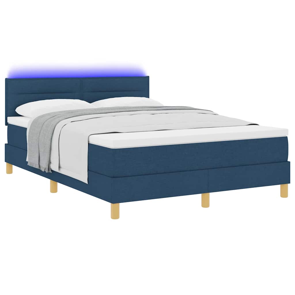 Thumbnail - vidaXL LED Boxspringbett mit Matratze mit LED Blau 160 x 200 cm Stoff