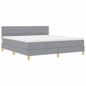 LED box pružinová postel s čelo Světle šedá 180 x 200 cm textil - obrázek 2