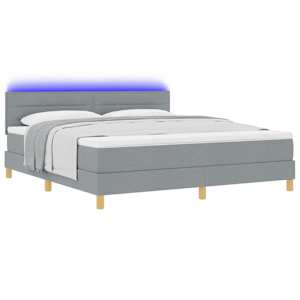 LED box pružinová postel s čelo Světle šedá 180 x 200 cm textil - obrázek 3