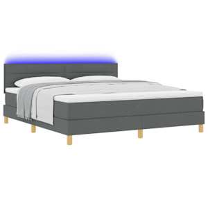 LED box pružinová postel s čelo Tmavě šedá 180 x 200 cm textil - obrázek 3