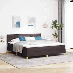 LED box pružinová postel s čelo Tmavě hnědá 180 x 200 cm textil - obrázek 1