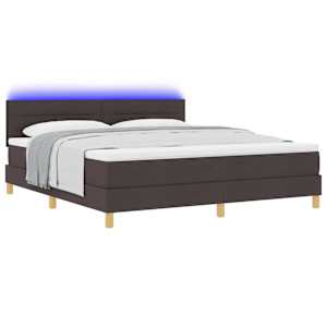 LED box pružinová postel s čelo Tmavě hnědá 180 x 200 cm textil - obrázek 3