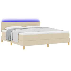 LED box pružinová postel s čelo Krémová 180 x 200 cm textil - obrázek 3