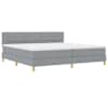 vidaXL LED Box Spring Voodi LED-ribadega Helehall 200 x 200 cm kangas