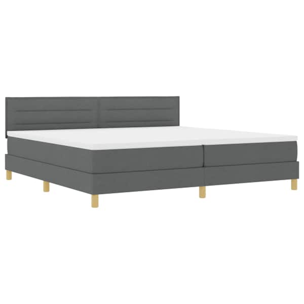 vidaXL LED Box Spring Voodi LED-ribadega Tumehall 200 x 200 cm kangas