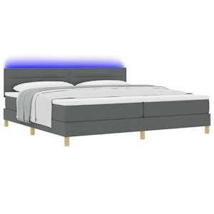 LED box pružinová postel s čelo Tmavě šedá 200 x 200 cm textil - obrázek 3