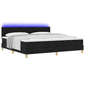 LED box pružinová postel s LED pásky Černý 200 x 200 cm textil - obrázek 3