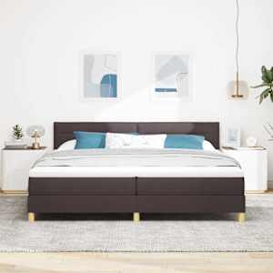 LED box pružinová postel s čelo Tmavě hnědá 200 x 200 cm textil - obrázek 4