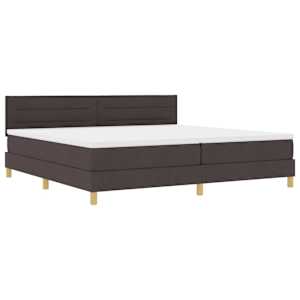 vidaXL LED Box Spring Voodi peaga Tume pruun 200 x 200 cm kangas