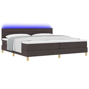 LED box pružinová postel s čelo Tmavě hnědá 200 x 200 cm textil - obrázek 3