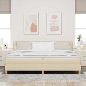 LED box pružinová postel s čelo Krémová 200 x 200 cm textil - obrázek 4